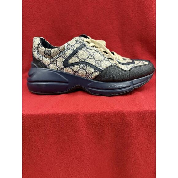 Gucci GG Rhyton Beige Blue Supreme Monogram Sneakers EU 41/ Gucci 7 /US 7.5 main image 14